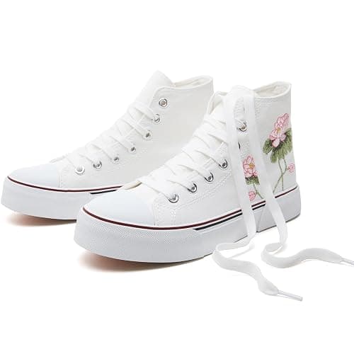 hash bubbie High Top Sneakers for Women Classic High Tops Canvas Shoes Lace up Women's Fashion Sneaker - Image 1