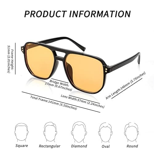 Retro Square Aviator Sunglasses 70s Vintage Trendy Plastic Frame Sun Glasses B2835 thumbnail 2