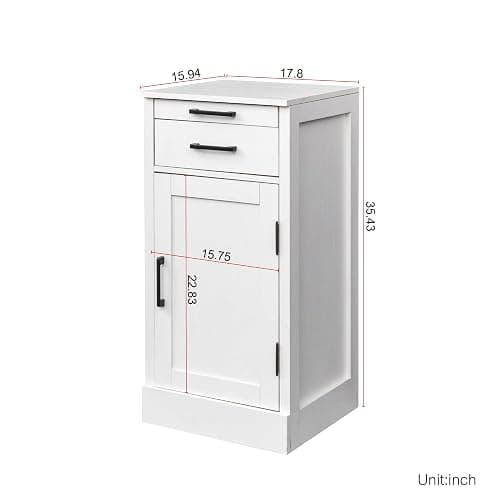 NALLBEIRRAA 18" Kitchen Pantry Cabinet, Freestanding Stackable Modular Storage Cabinet with Drawer for Kitchen Dining Room, White thumbnail 2