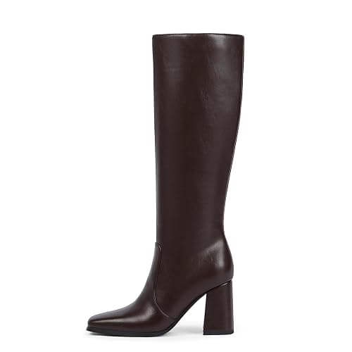 Modatope Knee High Boots Women Chunky Heel Square Toe Tall Boot for Women High Heel Side Zipper Long Boots thumbnail 2