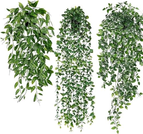 3Pcs Artificial Plants Artificial Hanging Plants,Vines Mandala Pea Eucalyptus Leaf Pseudoplant for Office Farmhouse Home Decor, Indoor Outdoor Wedding Home Decoration - Image 1