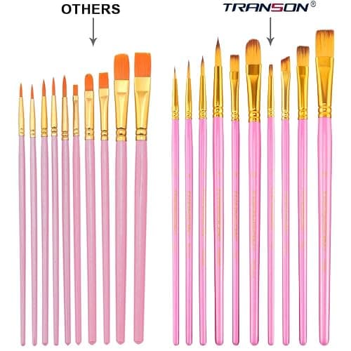Transon 20pcs Bulk Artist Paint Brush Set for Acrylic Watercolor Gouache Hobby Craft Face Painting Pink thumbnail 4