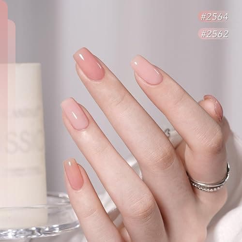 GAOY 42 Pcs Gel Nail Polish Kit, Pastel Jelly Pink Green Shimmer Colors All Seasons Gel Nail Polish Set with Glossy & Matte Top Coat and Base Coat for Salon and DIY Manicure at Home thumbnail 4