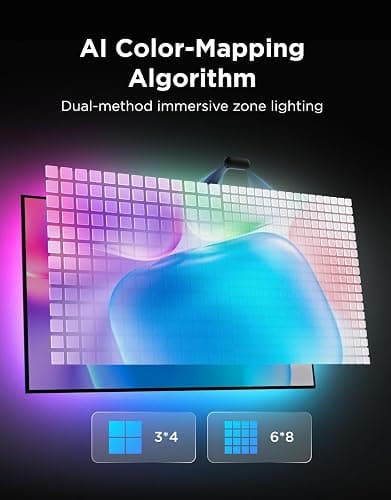 Govee TV Backlight 3 with Dual 4MP Lens, TV Lights Sync to 55-65 Inch TVs | RGBWIC LED Strip Lights for Movie Night, Smart AI Color Filter, App & Voice Control, Compatible with Matter, 60LEDs/m, 11.8ft thumbnail 3