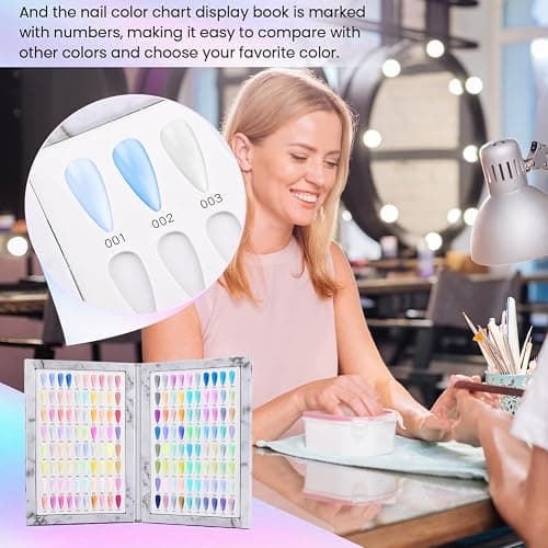 YOSINXU 160 Nail Color Book with 240 Flase Tips & 1-200 Number Sticker Labels, Professional Nail Color Chart Display Book Sample for Nail-Gel-Polish thumbnail 4