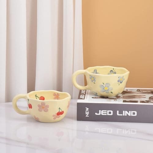 Koythin Ceramic Coffee Mug, Creative Flower Cup for Office and Home, Dishwasher and Microwave Safe, 8.5 oz/250 ml for Latte Tea Milk, Suitable for Mom on Mother's Day (Pink Cherry) thumbnail 6