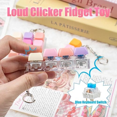 3 Pcs Keyboard Fidget Toy, Colorful Loud Fidget Keyboard Keychain 4-in-1 Keyboard Clicker Fidget Toy Stress Relief, 9Key Fidget Clicker Toys for Anxiety Decompression (Orange Pink) thumbnail 5