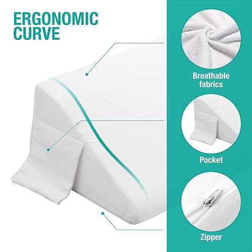 Vekkia Queen Size Bed Wedge Pillow for Headboard Gap/Mattress Wedge Gap Filler/Bed Gap Filler Fill 0-6" Gap Between Headboard and Mattress,60"x10"x6"-White thumbnail 6