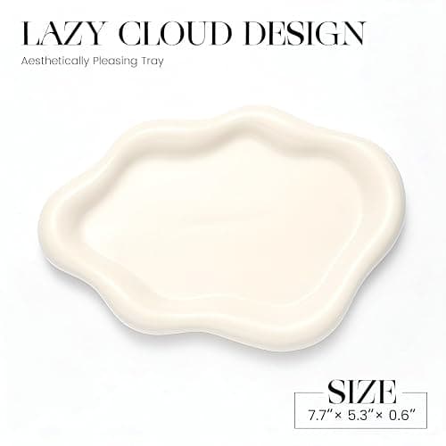 Ceramic White Jewelry Tray, Trinket Dish, Ring Dish, Room Funky Decor Aesthetic, Decorative Cloud Vanity Key Tray for Women, Ring Holder Dish, Cute Jewelry Plate Bowl Room Decor Aesthetic thumbnail 2