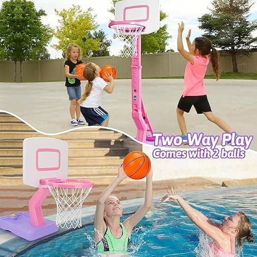 Basketball Hoop Indoor for Toddler Toys 1-3 3-5 Adjustable Portable Basketball Net Set Pool Outdoor Backyard Toy Mini Hoop Basket Ball Game for Kids Age 1 2 3 4 5 6 Year Old Boys Girls thumbnail 5