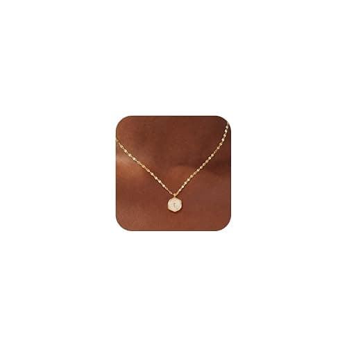 Patwes Cross Necklace for Women Dainty 14K Gold Plated Cross Coin Necklace Simple Round Disc Pendant Minimalist Cute Charm Everyday Religious Jewelry Gifts - Image 1