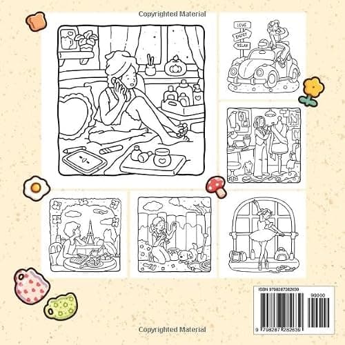Girl Moments: Vol. 2 Coloring Book for Adults and Teens Featuring Cute Cozy Daily Activities for Relaxation thumbnail 2