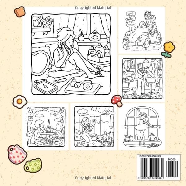 Girl Moments: Vol. 2 Coloring Book for Adults and Teens Featuring Cute Cozy Daily Activities for Relaxation thumbnail 2