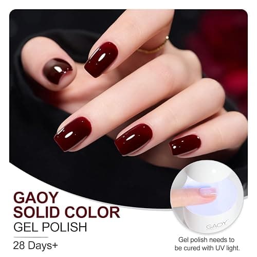 GAOY Dark Red Gel Nail Polish, 16ml Soak Off Gel Polish, UV Light Cure for Nail Art DIY Manicure at Home, 2387 Alluring Wine thumbnail 5