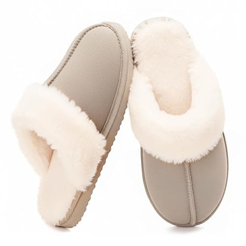 OOW Fuzzy Slippers for Women Cozy Faux Fur House Shoes Memory Foam Slippers | Winter, Warm Slippers, Cushioned Insole, Non-slip Outsole, Indoor and Outdoor, Great Gift for Women - Image 1