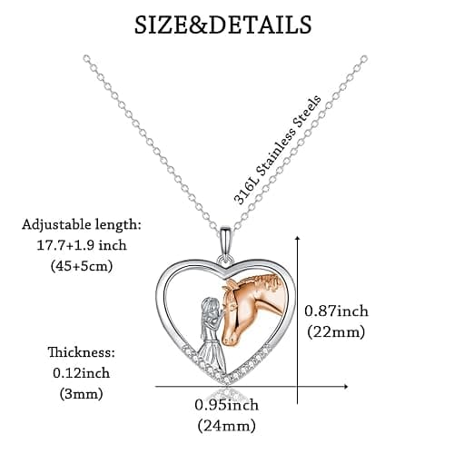 GULICX Horse Gifts for Teen Girl Women, Girl with Horse Necklace Heart Pendant Jewelry Gifts for Horse Lover Daughter Granddaughter Niece thumbnail 4