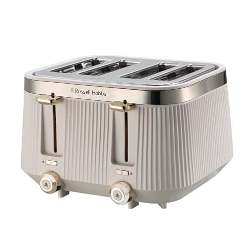 Russell Hobbs Toaster 4 Slice, Brontë Stone Stylish Matte & Chrome Design - Image 1
