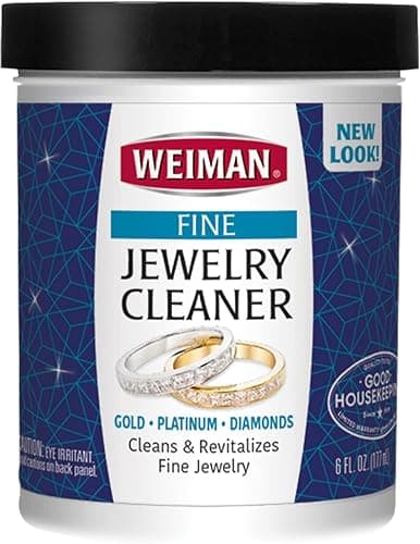 Weiman Fine Jewelry Cleaner Liquid with Cleaning Brush – Restores Shine & Brilliance to Gold, Platinum, Precious Gemstones & Diamond Jewelry, 6 Oz - Image 1