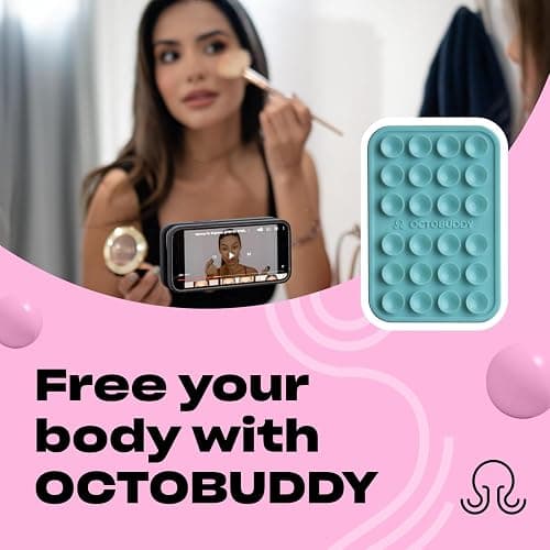 OCTOBUDDY Classic MAX - Silicone Suction Phone Case Adhesive Mount - Hands-Free, Strong Grip Holder for Selfies & Videos - Durable, Easy to Use - 2.6″ x 3.9″, Pastel Turquoise thumbnail 3
