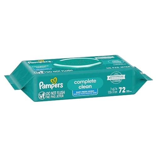 Pampers Baby Wipes, Complete Clean Baby Fresh Scented Wipe, Gently Cleans Head to Toe, 72 Total (1 Flip-Top Packs) thumbnail 14