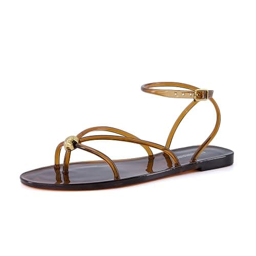 CUSHIONAIRE Vita Jelly Sandals for Women, Casual Lightweight Womens Strappy Sandals with Adjustable Buckle Strap and Gold Hardware Accent thumbnail 9