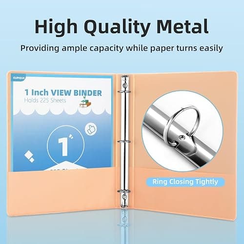 1 Inch Binders 3 Ring,6 Pack Three Ring Binder with 2 Pockets,PVC-Free,Customizable Clear View Cover for 8.5 x 11'' Letter Size Papers, Round Ring， Ideal for School, Office Supplies thumbnail 5