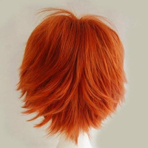 S-noilite Unisex Short Orange Wig Women Mens' Fluffy Layered Spiky Pixie Anime Wig Synthetic Hair Full Wigs for Halloween Chucky Costume Cosplay Comic Party Dark Orange thumbnail 4