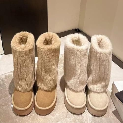 GBGRHM Women's Faux Fur Snow Boots – 2-Inch Platform Winter Shoes with Plush Lining | Y2K Aesthetic, Warm & Cozy for Cold Weather thumbnail 4