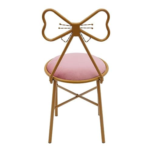 Vanity Chair Stool, Velvet Flannel Cushion Butterfly Dressing Chair, Floor Standing Makeup Butterfly Accent Backrest Chairs with Leg for Living Room, Bedroom, Vanity, Office, Reading Nook (Deep Pink) thumbnail 9