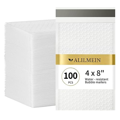 Alilmein 4×8" Inch Bubble Mailers 100 Pack Small Bubble Mailers Waterproof Padded Envelopes Self Seal Adhesive Shipping Bags for Mailing Cards Jewelry Makeup and Small Business Packaging - Image 1