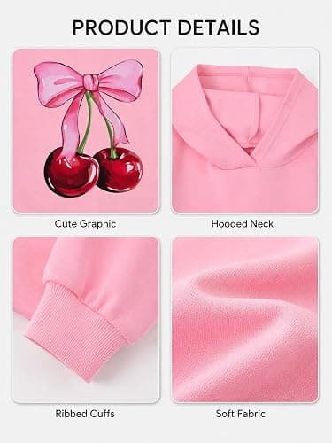 Ecolala Girls Hoodies Cute Graphic Pullover Sweatshirt 7-14Y | Hooded, Ribbed Cuffs and Hem, Pullover Style, Relaxed Fit, for School, Travel And Everyday Casual Wear thumbnail 6