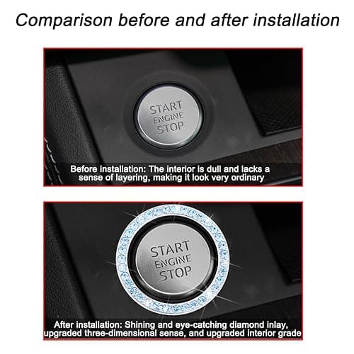 KHGUZ 10PCS Car Accessories Set, Vehicle Steering Wheel Cover Seatbelt Protector Cup Holder Coaster Push Start Button Cover Flower Auto Air Vent Clip, Universal for SUV, Truck, RV (Blue) thumbnail 4