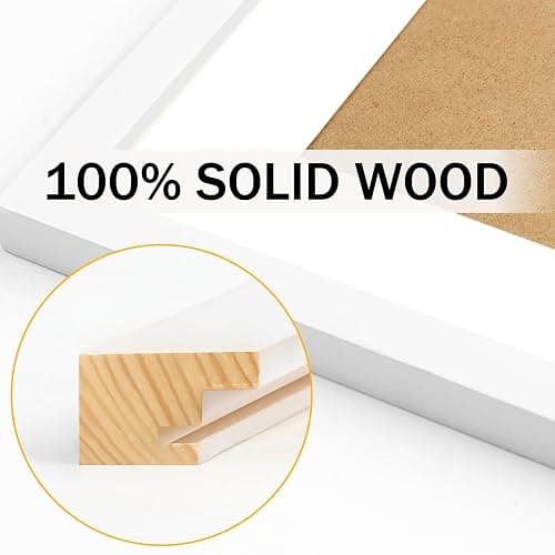 4x4 White Picture Frames Square Classic Natural Wood 6 Pack for Wall Mounting and Tabletop Display thumbnail 4