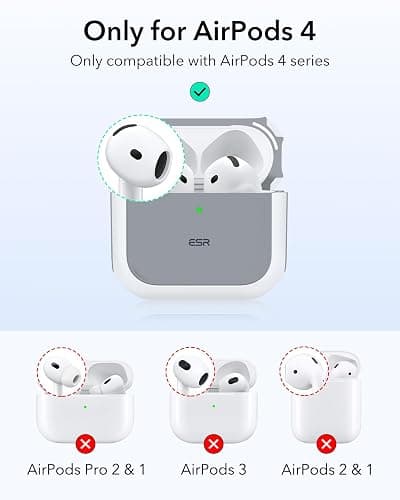ESR for AirPods 4 Case, Compatible with AirPods 4th Generation Case (2024) (USB-C), Compatible with MagSafe, Drop Protection Cover with Lanyard, Magnetic Lid Lock, Orbit Hybrid Series, White thumbnail 2