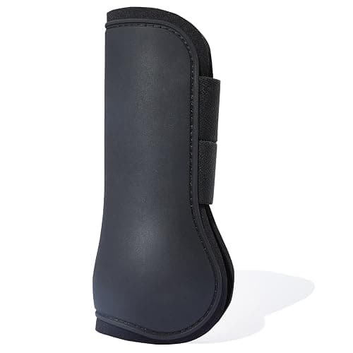 HORZE Adepto Open Front Tendon Boots | Durable Shell with Neoprene Lining - Black - Horse thumbnail 3