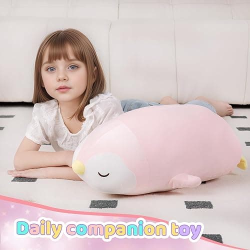 FFxiong 22" Pink Penguin Stuffed Animal Large Plush Toy Cute Soft Body Pillow Big Penguin Plushies Doll Gift for Kids Girl Boy Birthday Valentines thumbnail 7