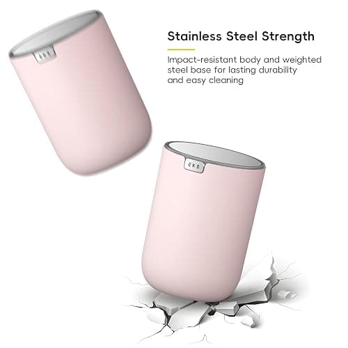 EKO Fandy 0.58 Gal/2.2L Mini Trash Can with Lid, Swing-Top Desktop Trash Can for Bathroom, Countertop, Vanity, Desk or Office, Small Garbage Bin (Pink) thumbnail 6