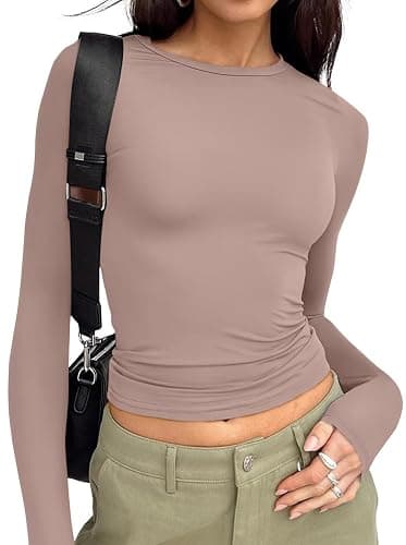 Trendy Queen Womens Long Sleeve T Shirts Fall Fashion 2025 Basic Crop Tops Going Out Outfits Y2k Clothes - Image 1