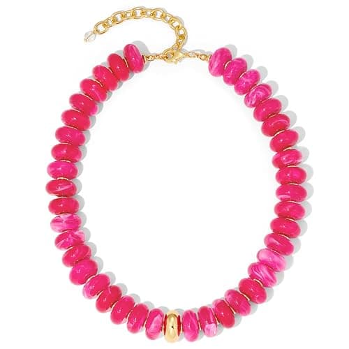 FAUTHENTICUTE Chunky Beaded Choker Necklace for Women Statement Necklace with Gold Accent Adjustable Beach Summer Jewelry Trendy Boho Necklaces in Multiple Colors y2k Jewelry - Image 1