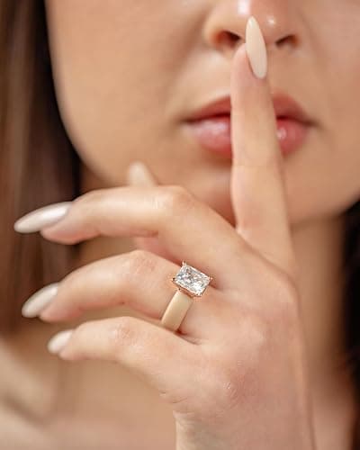 Rinfit Silicone Ring with Stone - Emerald Cut Cubic Zirconia Solitaire Engagement Ring for Women - Rubber Wedding Bands - Patent Pending Design thumbnail 8