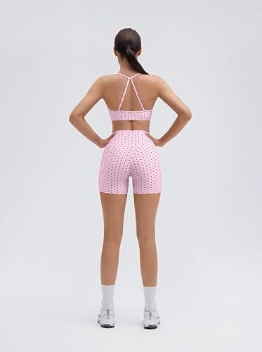 SUUKSESS Women 2 Piece Workout Sets Padded Halter Sports Bras High Waisted Biker Shorts with Pockets thumbnail 2