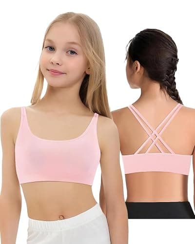 iMuchic Girl Sports Bra Sleeveless Tank Top - Seamless Stretchy Back Crisscross Crop Undershirt Fitness Yoga Bras - Image 1