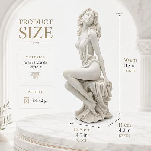 LUOZZY Greek Aphrodite Statue 12 Inch Goddess Figurine Polyresin Sculpture | Bonded Marble Polyresin Aphrodite Sculpture For Shelves Desks Home Decor And Classical Art Displays thumbnail 3