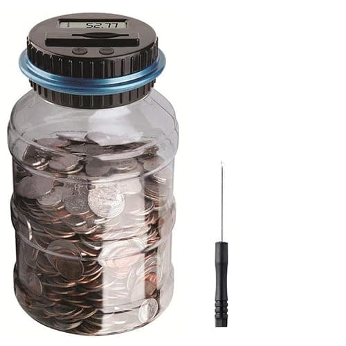 Large Piggy Banks for Adults, Digital Counting Money Jar, 1.8L Capacity Coin Counter Machine with LCD Counter, Change Jars for Saving for Boys, Designed for All US Coins (Blue) - Image 1