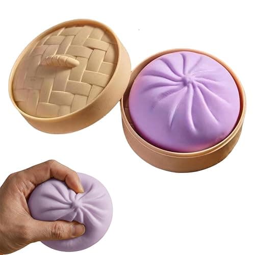 Giant Glitter Dumpling, Giant Dumpling Squishy, Mega Rainbow Dumplings, Cute Anxiety Relief Fidget Toy, Soft Squeeze Decompression Dough for Adults (Purple) - Image 1