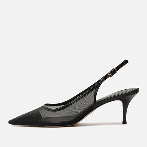 epiluta Mesh Kitten Heels for Women Slingback Design with Pointed Toe Breathable and Stylish Elegant Low Heel for Comfort thumbnail 4