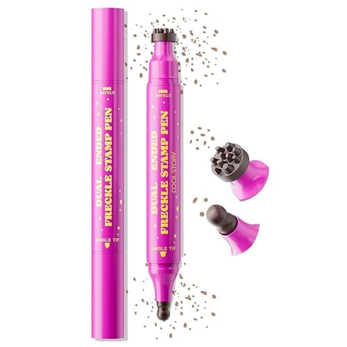 Dual-Ended Freckle Stamp Pen, Faux Freckles Makeup with Round Sponge Tip & Multi-Point Stamp, Waterproof Long Lasting Natural Freckle Pen for Beauty Marks, Face Makeup (02# Mousy Brown) - Image 1