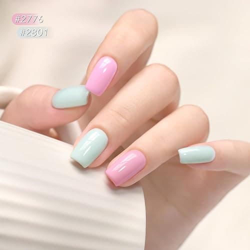 GAOY 23 Pcs Gel Nail Polish Kit, Pastel Macaron Colors Bright Pink Green Yellow Blue Popular Colors UV Gel Nail Polish Set with Glossy & Matte Top Coat and Base Coat for Nail Art DIY Gel Nail Kit thumbnail 3