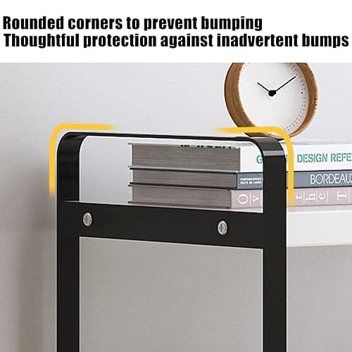 YGYQZ Wood Office Desk Shelf Organizer - Desktop Supplies Cute Dresser Top Organization Storage Rack and Cubicle Decor Aesthetic Bookshelf for Women Man and Kids (Black-Two Tier) - Black-two Tier thumbnail 4