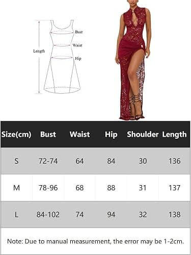 Sukiglam Robe Femme Sexy sans Manches Maxi Robes Col Montant Transparente Dentelle Moulante Robe Longue avec Fente Profonde Ete Chic et Elégant Ajouré Robes de Soiree Cocktail Mariage Gala Cérémonie thumbnail 7